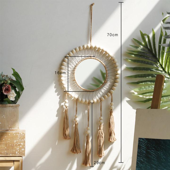 Handmade Beaded Tapestry Mirror Wall Hanging Home Decor Gift for Bedroom Living Room