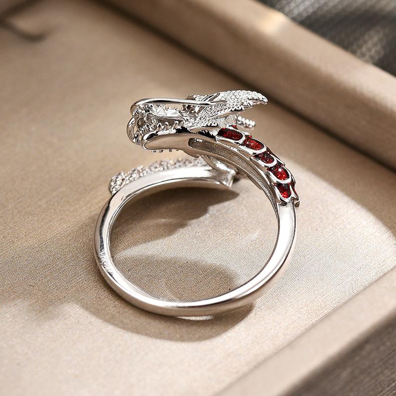 New Zircon Fashionable And Elegant Women's Adjustable Index Finger Double Colored Dragon Ring Party Festival Gift