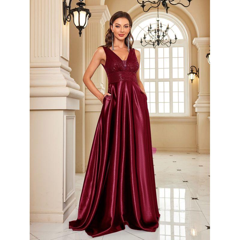 New Style Plus-Size Deep V-Neck Dress, Sexy Long Dress, Sexy Backless Slim-Fit Mermaid Bridesmaid Banquet Evening Gown