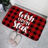 Christmas Buffalo Plaid Check Floor Mat Decorations Winter Xmas Front Door Mat Bathroom Non-Slip Foot Pad Christmas Decorations