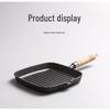 Wutuo Cast Iron Striped Frying Pan with Wooden Handle