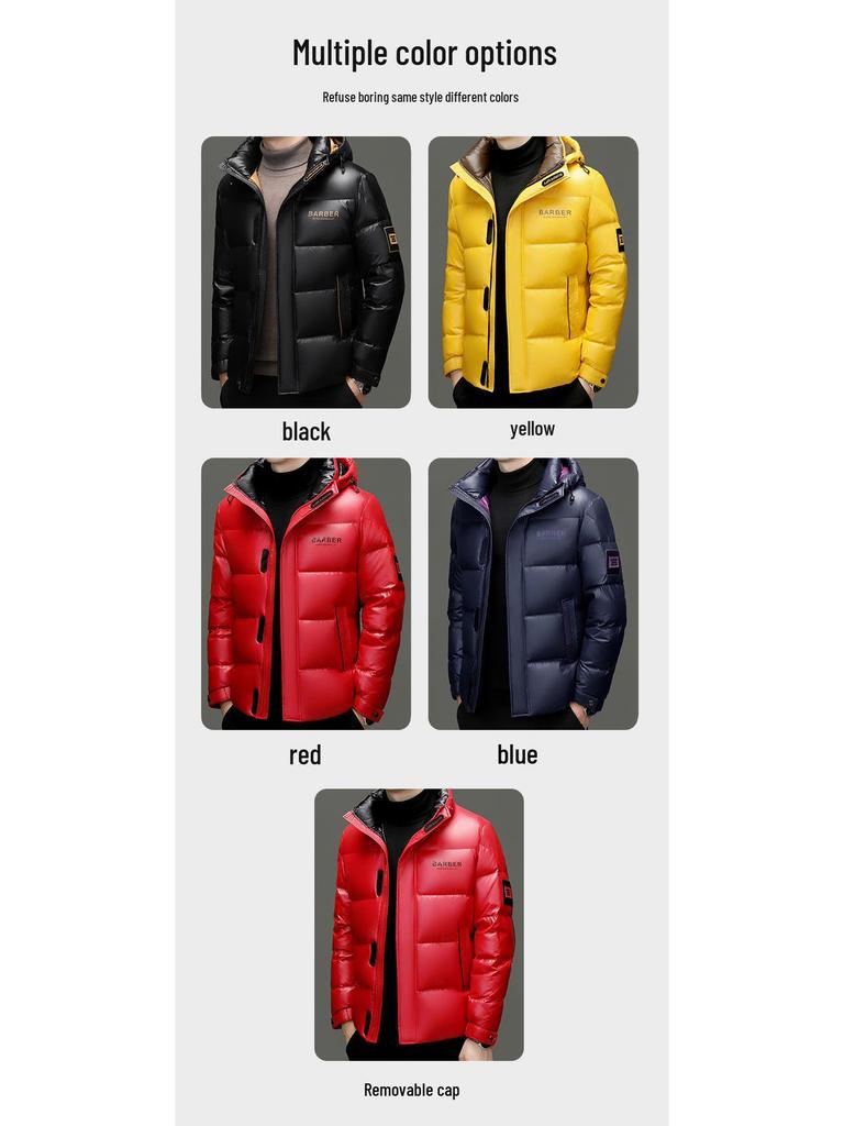 Men's Lightweight Trendy White Duck Down Hooded Jacket - Warm, Fashionable, and Detachable for Autumn and Winter Casual Wear