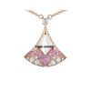 Qixi Gradient Pink Diamond Necklace: Women's Natural Mother-of-Pearl, 18k Rose Gold-Plated Pendant, Clavicle Chain