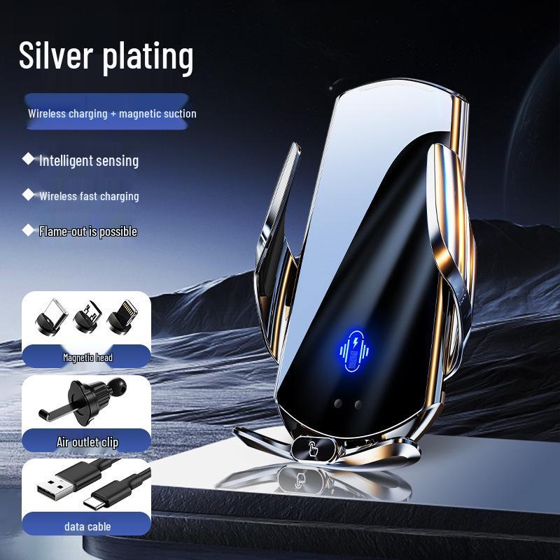 Q11 Smart Wireless Charger & Auto-Clamping Car Phone Holder - 15W Fast Charge & Universal Navigation