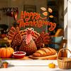 Seasonal Party Supplies Autumn Thanksgiving Turkey Window Static Sticker, Decorative Removable PVC Decals, Harvest Festival Art Theme Wall Clings