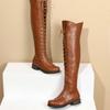 Fashion New Autumn/Winter Cross Tie Square Heel Round Head Over Knee Long Boots Fashion Retro Solid Color Knight Boots