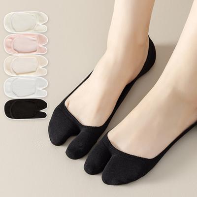 Kawaii Cotton Invisible Tabi Socks Low Cut Thin Non-slip Two Toe Socks Simple Clog Hosiery Separate Toe Boat Sock Lady