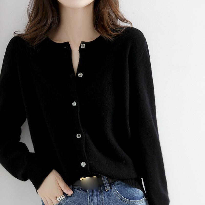 Cardigan tricotat cu gât rotund pentru femei, toamnă, stil străin, leneș, largi, mai sus, jachetă de pulover coreeană