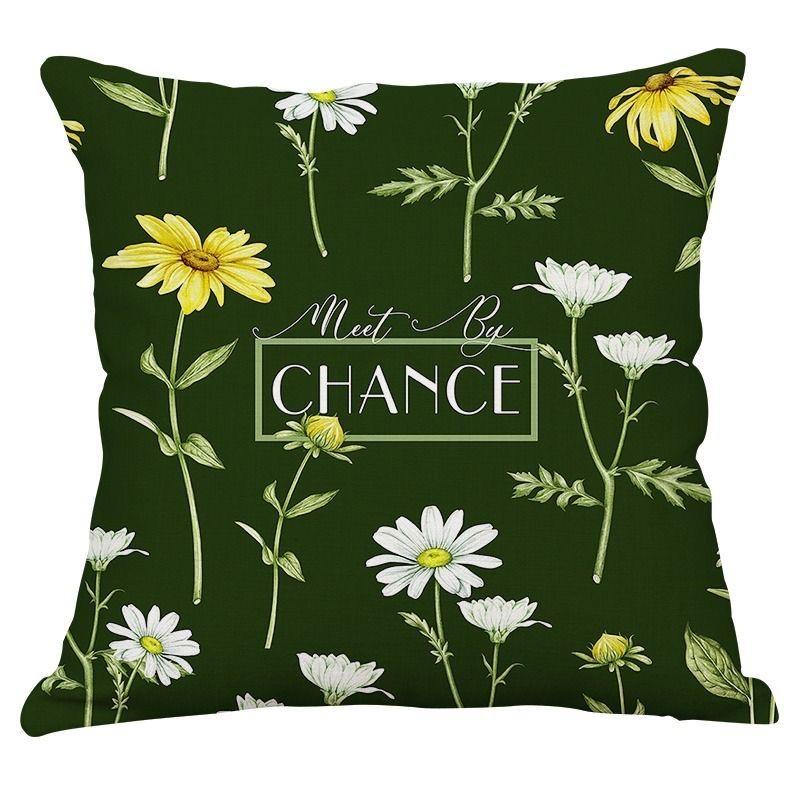 Fresh Plant Flower Pattern Pillow Cover Sofa Living Room Cushion Cover Car Homestay Waist Pillow Pillow Pillowcase