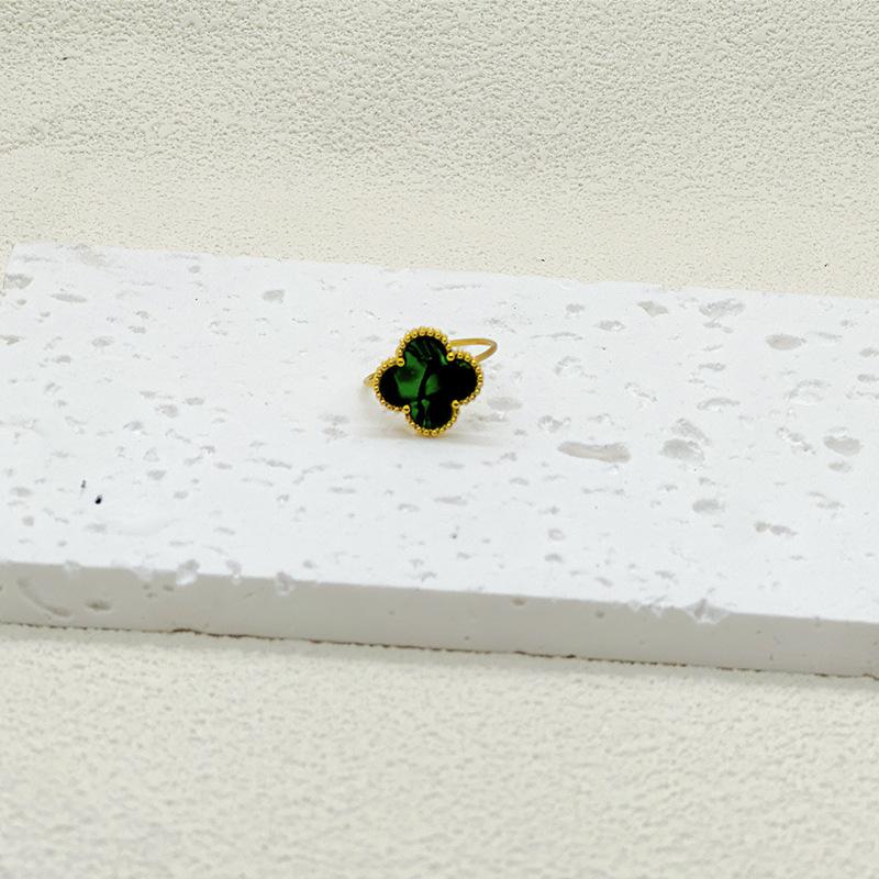 High Version Of The Four-Leaf Clover Ring Does Not Fade Opening Adjustable Titanium Steel Ring Simple Versatile Women's Ring