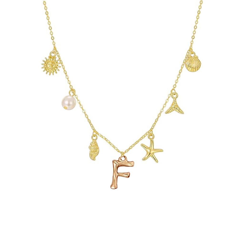 Fashionable Gold Pendant Necklace with Initial Charm and Perfect Detail for Trendy Women Ladies Daily Casual Wear