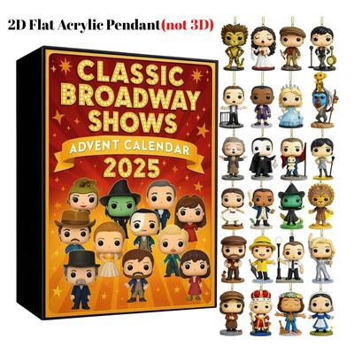 Calendários do Advento 2025 Shows Clássicos da Broadway Figura Plana 2D Calendário de Contagem Regressiva de Natal Halloween Presentes de Feriado Colecionáveis fo