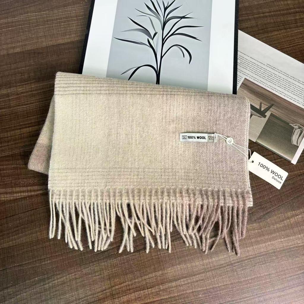 Women's 100% Pure Wool Winter Scarf - Plaid, Lightweight, Warm, Versatile Shawl & Birthday Gift