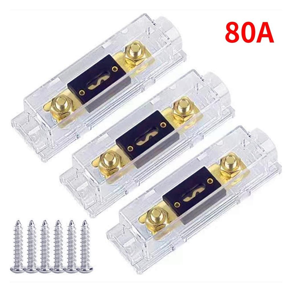 Limnyves 3pcs ANL Fuse Holder Bolt-On Fuse Car Fuse Holder Fusible Link with Fuse 80A Fuse AMP