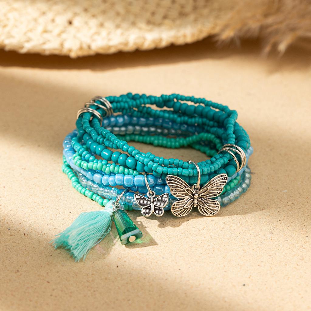 Boho Perlenarmband Instagram-inspiriert Nischenstil Farbblock-Stapelarmband-Set