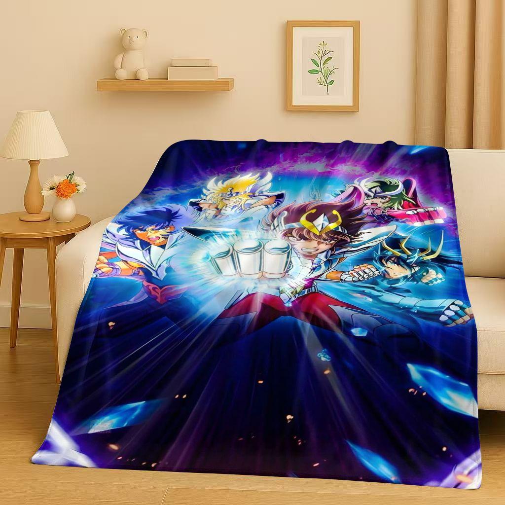 Classic Saint Seiya Shiryu Athena Cartoon Flannel Blanket,Ultra Soft Warm Plush Throw for Home Bedroom Bed Sofa Cover Travel Kid