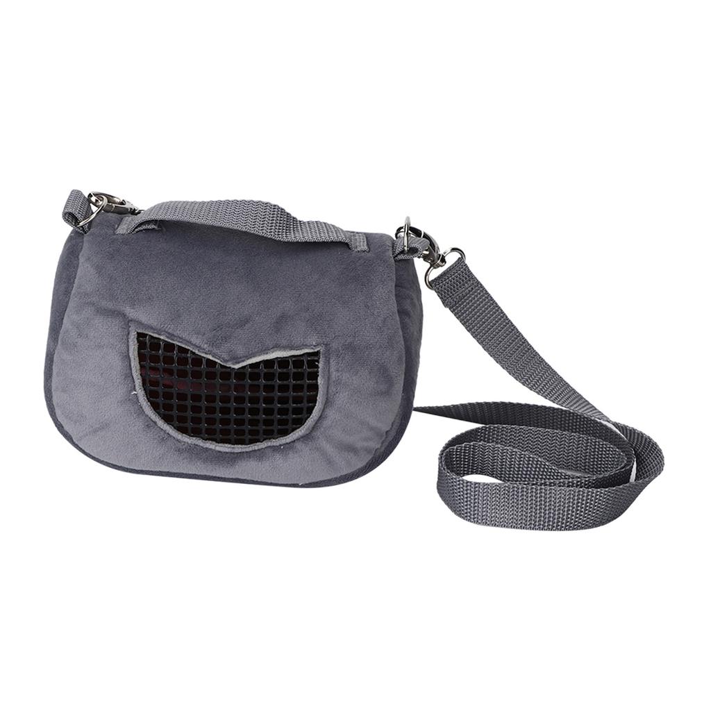 Gray Flannelette Portable Breathable Pet Hamster Carrier Outgoing Bag for Small Pets Guinea Pig Squirrel Chinchilla