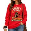 Women's fashionable casual long-sleeved Halloween printed round-neck top