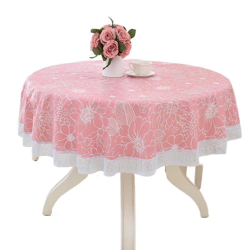 1PC Picnic Blanket Lace Table Nappe Party Decor Table Cover Oil-proof Tablecloth Round PVC Printing Mantel Mesa Waterproof