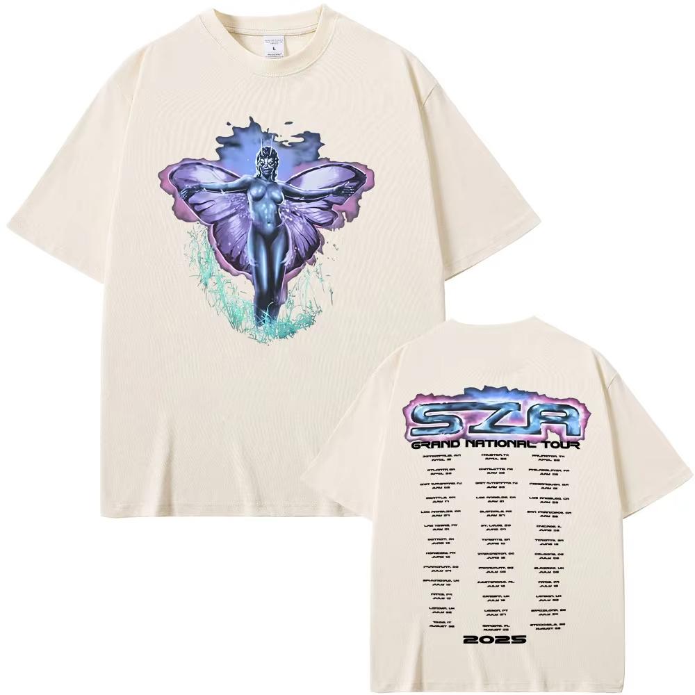 Rapper Kendrick Lamar & SZA Grand National Tour 2025 T-shirt Men's Women Clothing Hip Hop Fashion Pop Music T Shirts Streetwear