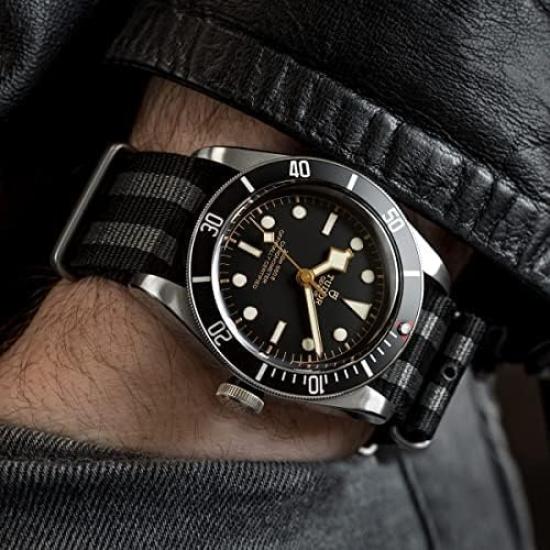 ZULUDIVER Classic Bond 1973 British Cadet Nylon Watch Black Gray Satin Buckle 22mm Band, & - -