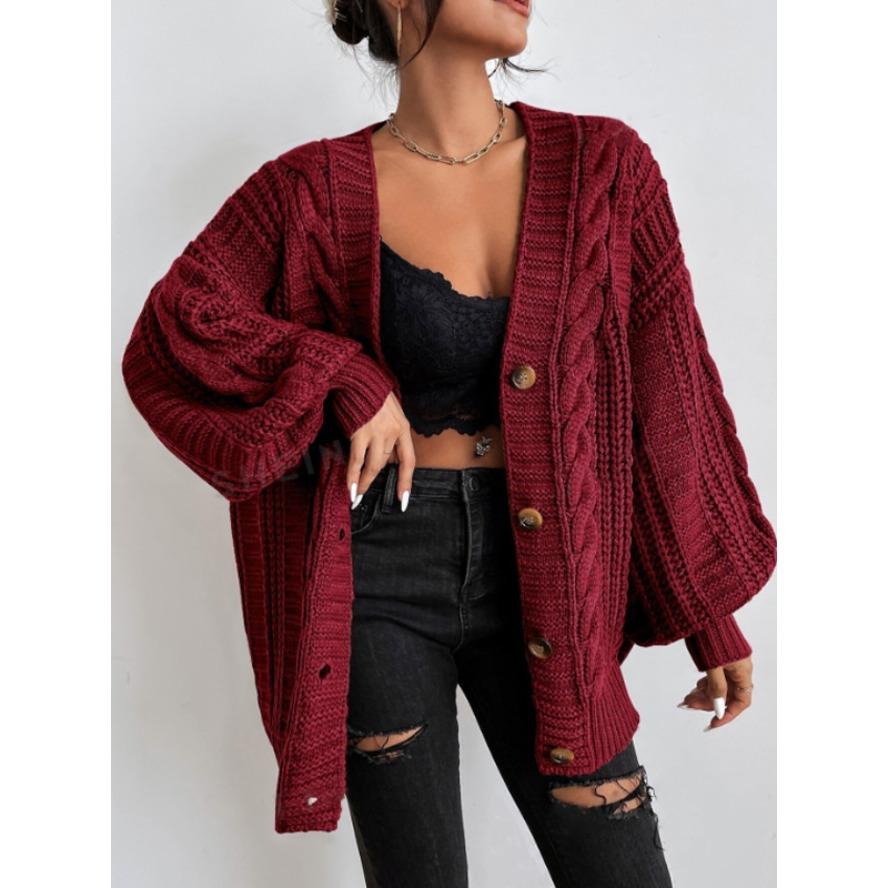 YYFS Suéteres de manga larga con estampado de colores sólidos informales de moda para otoño e invierno para mujer