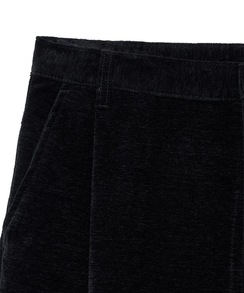 NOIRER Velvet Texture Wide Denim Pants (Black)