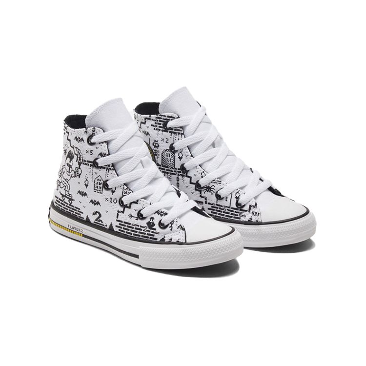 Converse Chuck Taylor All Star Full Print Durable High Top Kids Canvas Shoes Kids Sneakers Black White 670211C