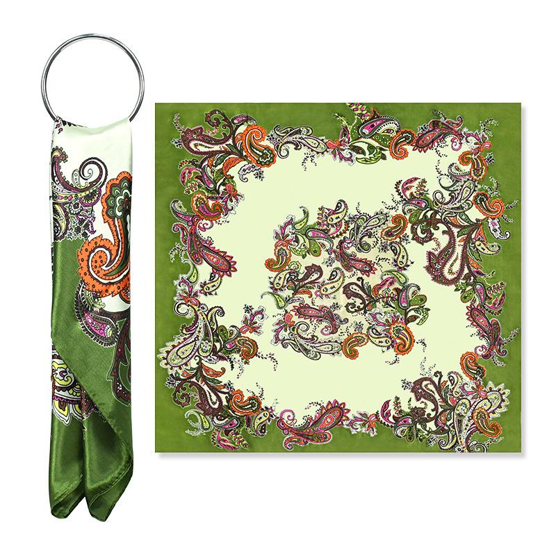 Fashion Bright Color 91 Satin Silk Scarf Trendy Square Scarf Wholesale Spring and Summer Cashew Nut Flower Versatile Long Silk Scarf