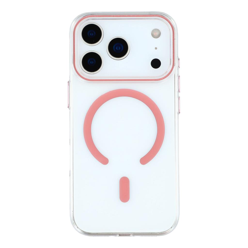 For iPhone 17 Pro Max Magnetic Case Clear PC Phone Back Cover with Metal Buttons