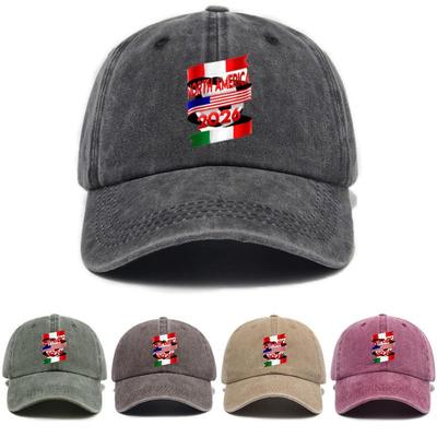 2026 Football World Cup Cartoon Style Distressed Baseball Cap with Sun Protection