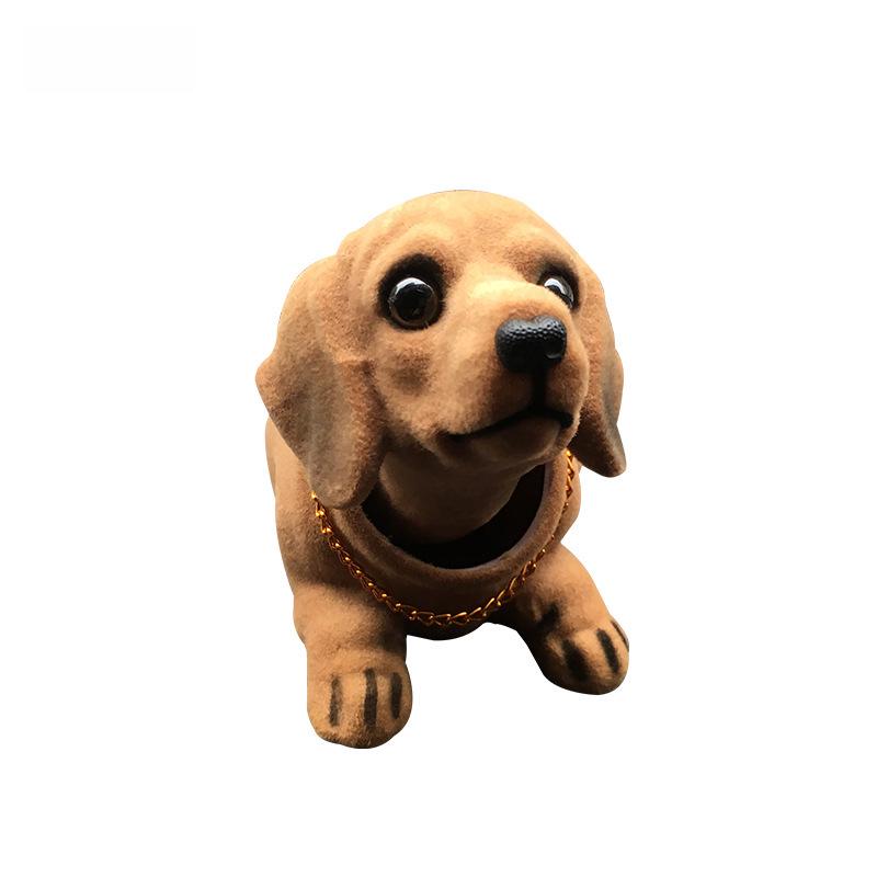 Resin Flocking Dachshund Shaking Head Car Ornament