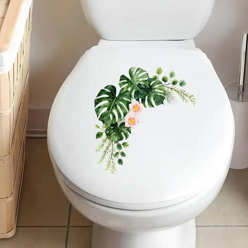 

Monstera Toilet Sticker Fresh Green Plant Waterproof Self Adhesive Bathroom Decor 24x25cm разноцветный