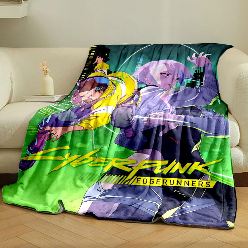 Two Stylized Characters In Dynamic Poses with Neon-lit Urban Backdrop. for All Seasons Blanket Lunch Break Throw Gift