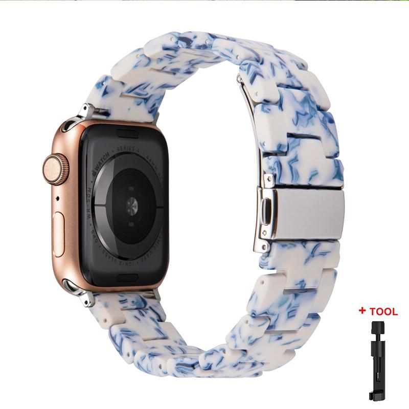 Resin Strap for Apple Watch Band 44mm 40mm 45mm 41mm 38mm 42mm Bracelet Correa iWatch Series 3 4 5 6 Se 7 Replacement Watchband