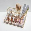 Clear Glass Makeup Organizer Cosmetic Organizer with Golden Covered Edge Jewelry Makeup Container Case Lipstick Organizer