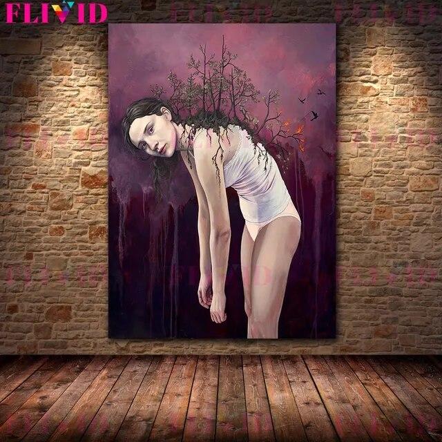 Butterfly Fairy,Mermaid Lady,Chessboard Queen Wall Art Canvas Painting Thorn Witch Surreal Art Poster And Print Home Decoration No Frame