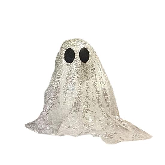 Sequin Fabric Ghost Tabletop Decor Halloween Shiny Ghost Figurine for Halloween Bedroom Desktop Home Decor