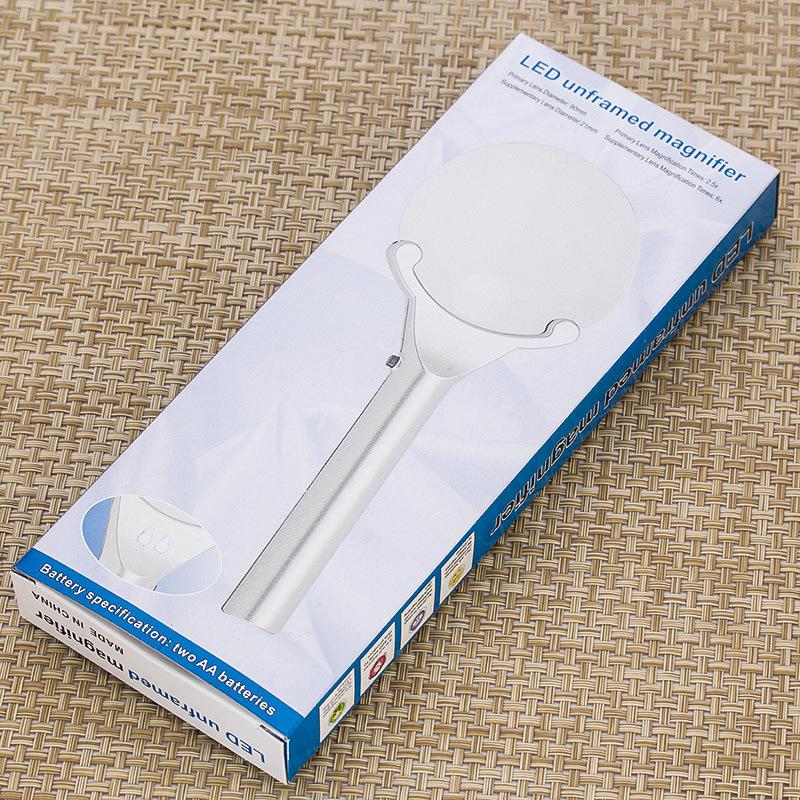 2.5X 6X Reading Glass Handheld Reading Magnifier Portable Magnifying Glass With LED Light Rimless LED Magnifier Loupe Monocle
