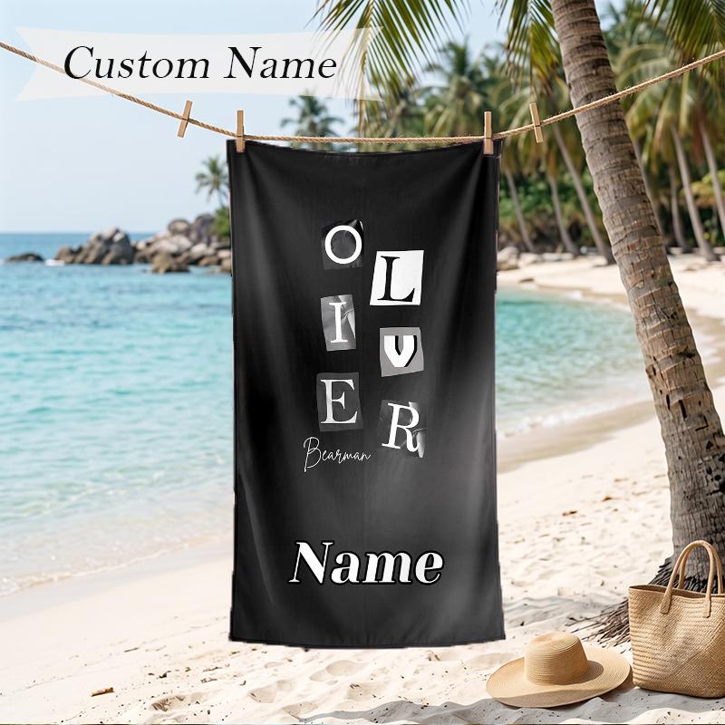 Ollie Bearman Custom Name Printed Beach Towel Personalized Soft Towel For Swimming Beach Travel