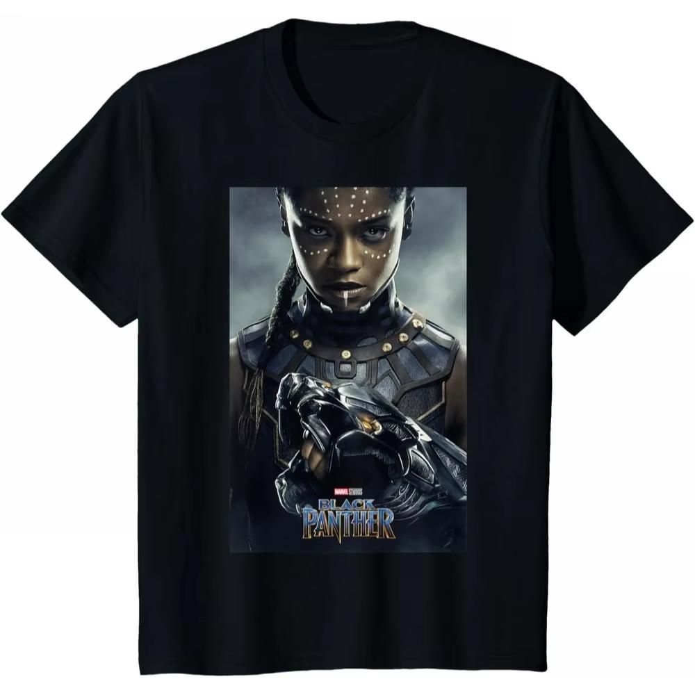 2026 Черная Пантера Шури Marvel Футболка Унисекс Короткий Рукав Легкий Хлопок Обычная Посадка Круглый Вырез Повседневный Топ для Взрослых Фанатов S