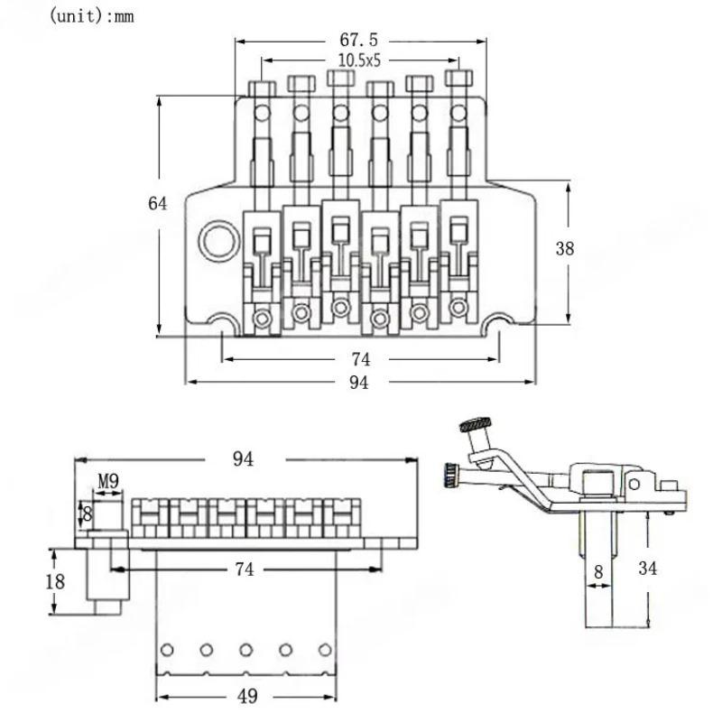 Doppelrolle Tremolo Brücke | Verriegelndes Zinklegierungs System | 6-Saiten E-Gitarre Ersatz mit Federkralle & Arm