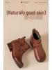 2025 Women's Vintage British High-Top Leather Boots - Autumn/Winter Slip-On, Versatile, Comfortable