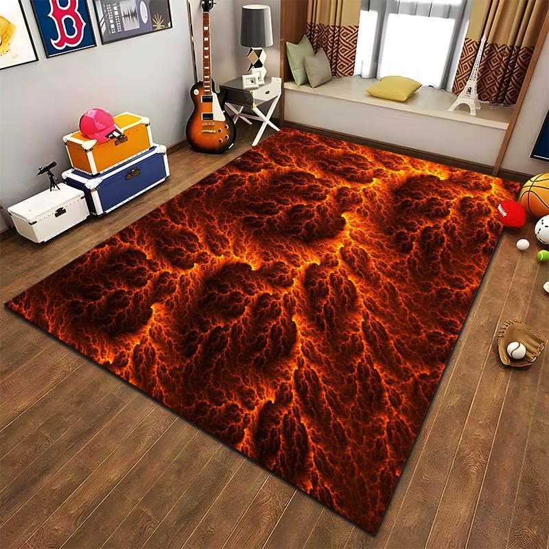 Fiery Lava-style Rug To Add Warmth and Energy To Your Space Suitable for Use As an Anti-slip Game Mat for Living Room and Bedroom Sofas