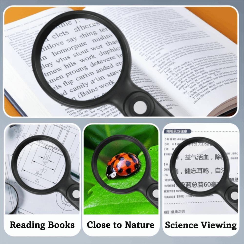 HD Lighted Magnifying Glass With 2 LED Light Illuminated Magnifier  Seniors Reading