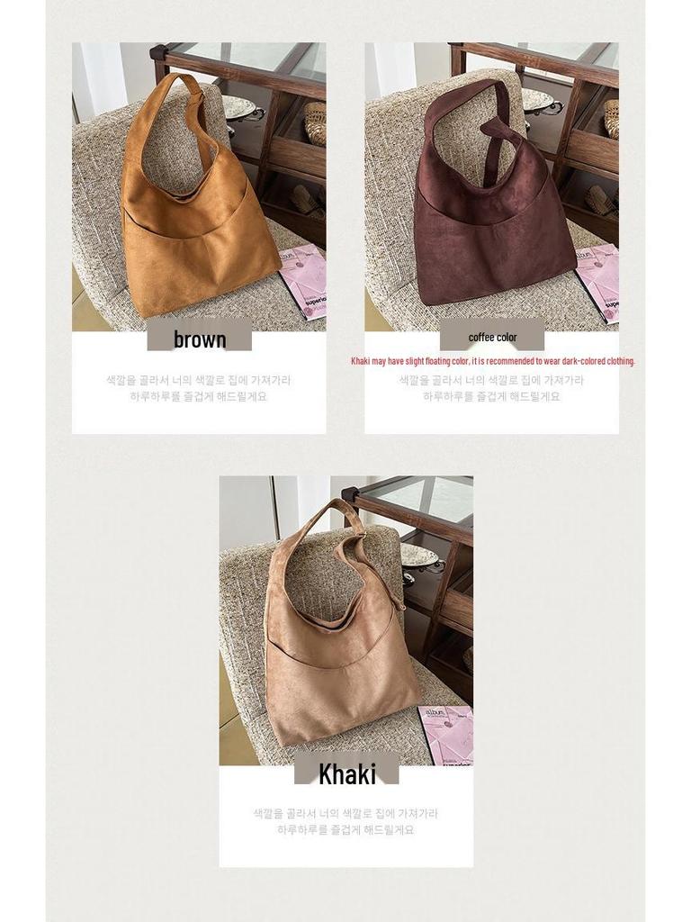 Women's 2025 Retro Handbag - Large Capacity, Frosted Texture, Versatile Crossbody Shoulder Tote