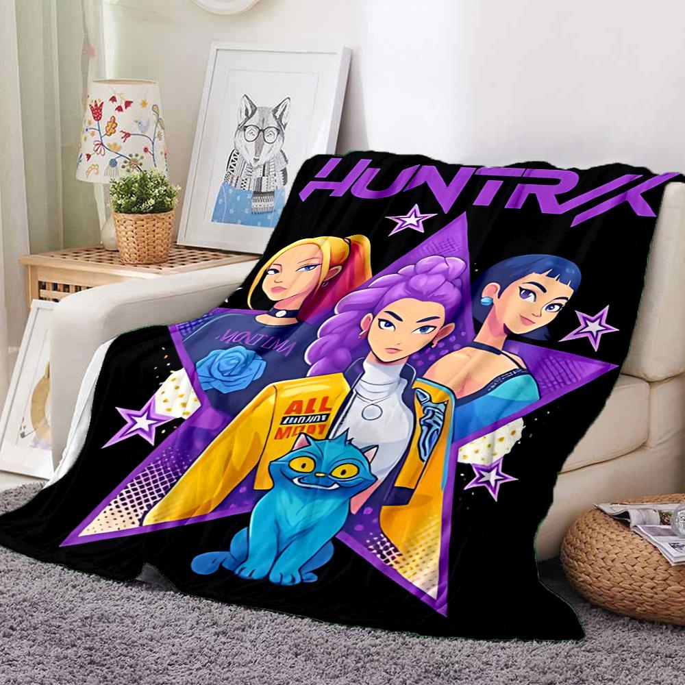 1pc Huntrix, K POP Soft Comfortable Blanket Digital Print, All Season Multipurpose Knit Fabric Bedding, Office, Sofa Home Decor Blanket