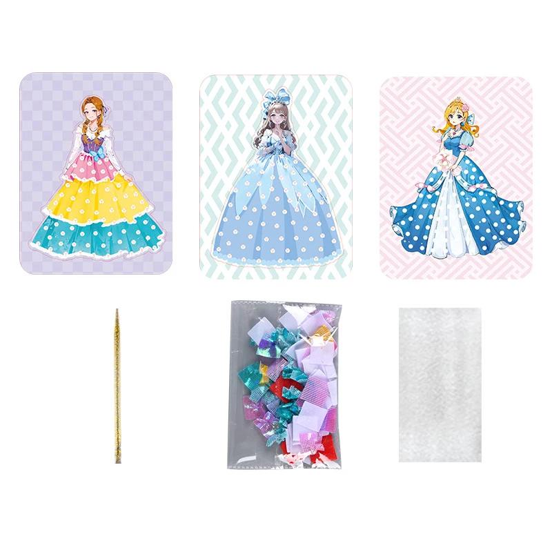 

Puzzle Puncture Painting with 3 Princess Board Stickers - Fabric Poking Art DIY Gifts for Kids Birthday Easter Age