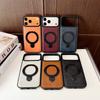 Invisable Bracket Magnetic Leather Case For iPhone 17 Pro Max 16 Plus 15 14 13 Shockproof Skin Feel Kickstand For Magsafe Cover