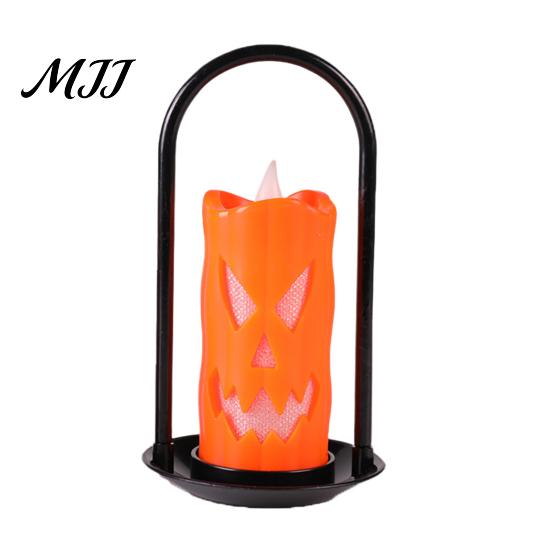 Flickering LED Candle Halloween Flameless Pillar Candles, Spooky Face Handheld Light, Battery Table Centerpiece Operated Fake Candles for Party